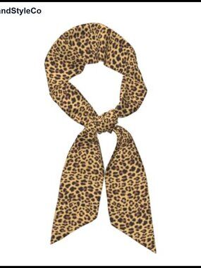 Satin Leopard Print Scarf Women's Long Skinny Neck Scarf Headwrap Hair Scarf